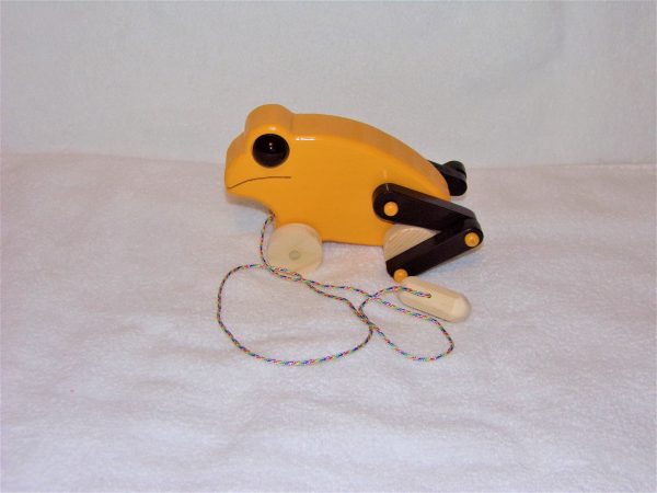 wooden frog pull toy