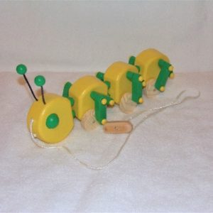 Caterpillar Pull Toy, Sun Yellow and Spring Green