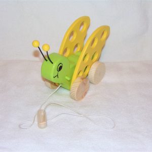 Key Lime Green and Sun Yellow Butterflies, Pull Toy