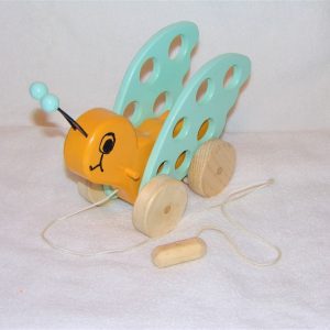 Butterfly Pull Toy, Golden Sunset Yellow and Ocean Mist Blue