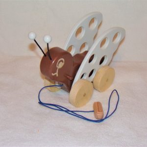 Wooden Toy Butterfly Pull Toy, Equestrian Brown and White