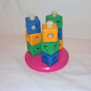 Cube Stacking Toy, Berry Pink Base, Multicolor Cubes
